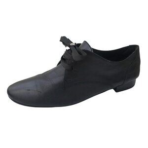 Andre Assous Black Leather Lace-Up Derby Shoes Flats Women's Sz 37/6-6.5